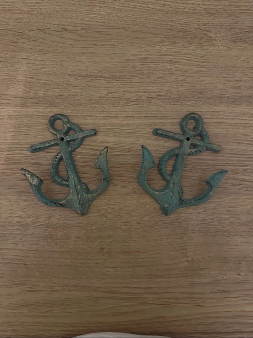 Rustic Teal Anchor Wall Hooks - Nautical Home Wall Decor